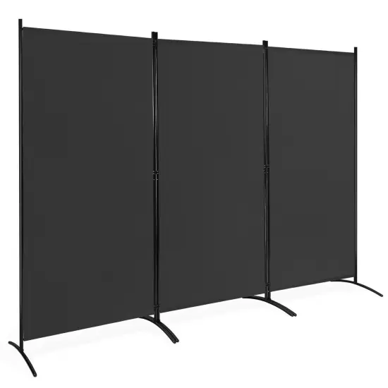 3-Panel Room Divider Folding Privacy Partition Screen for Office Room Black {1}