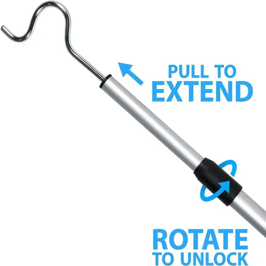 Shepherds Aluminium Pole with a 2.75-Inch Hook and Handle, Lightweight, Extendable from 36 to 62-Inch {4}