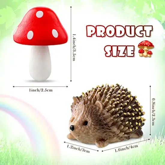 Fairy Outdoor Garden Animals Figurines Outdoor Fairy Wild Garden Accessories Resin Hedgehogs and Wood Mushroom Miniature Garden for Plant Pots Bonsai Craft Decor Fairy Wild Garden Supplies {6}