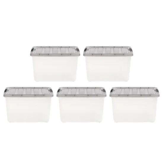 IRIS USA 40 Quart Stack & Pull Clear storage Box, Gray, 5 Pack {1}