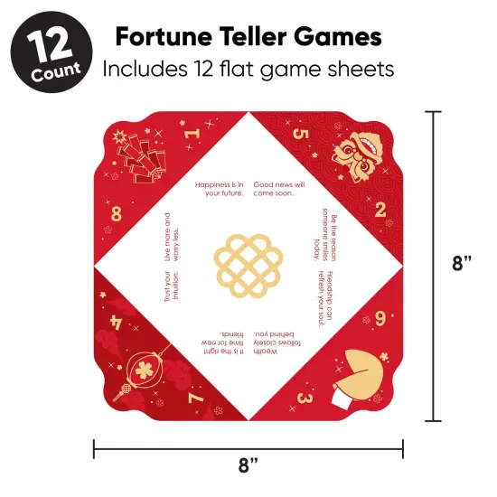 Big Dot of Happiness Lunar New Year - Cootie Catcher Game - Fortunes - Fortune Tellers - Set of 12 {5}