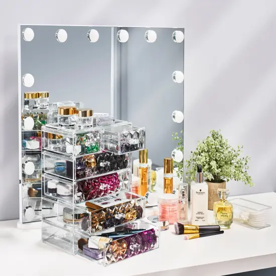 Sorbus Acrylic Makeup & Jewelry Organizer Storage Case- (4 Large, 2 Small Drawers) Diamond {2}