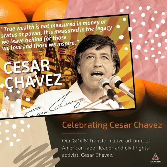 Cesar Chavez Poster Quote Labor Activist Education Art Print, 24"x18", Unframed {2}