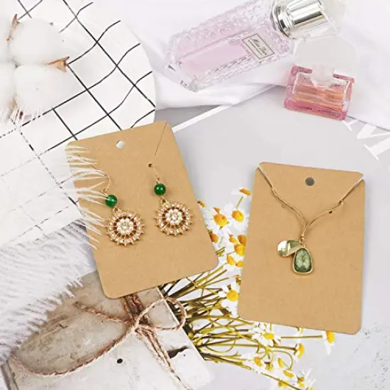 150 Pieces Earring Cards Necklace Display Cards with Bags,150 Earring Display Cards, 150 Pcs Self-Seal Bags, Kraft Paper Tags for DIY Ear Studs(Brown) {3}