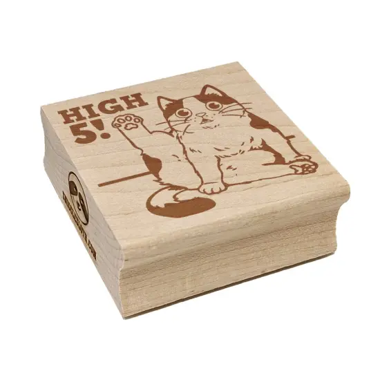 Cat Stretching Leg High Five Square Rubber Stamp for Stamping Crafting {2}