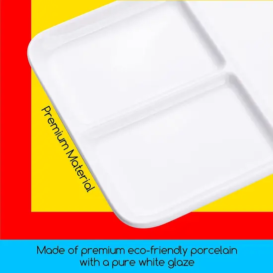 MEEDEN Ceramic Artist Paint Palette, Rectangle Porcelain Watercolor Palette, 10'' &times; 7'' Ceramic Mixing Tray for Gouache, Watercolor, Acrylic Painting {3}