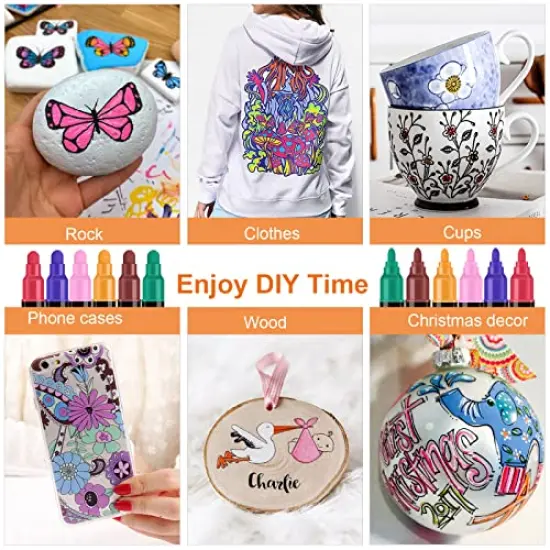 36 Colors Dual Tip Acrylic Paint Pens Markers, Premium Acrylic Paint Pens for Wood, Canvas, Stone, Rock Painting, Glass, Ceramic Surfaces, DIY Crafts Making Art Supplies {5}