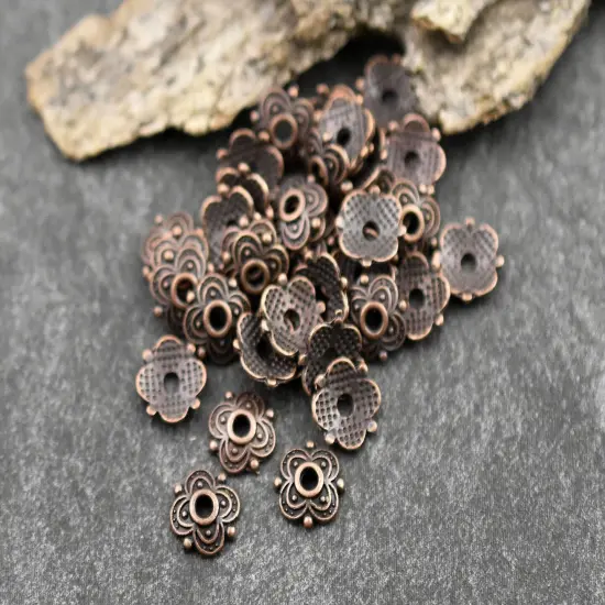 *250* 8mm Antique Copper Bead Caps {4}