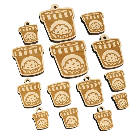 Carton Pint Gallon of Ice Cream Dessert Mini Wood Shape Charms Jewelry DIY Craft {7}