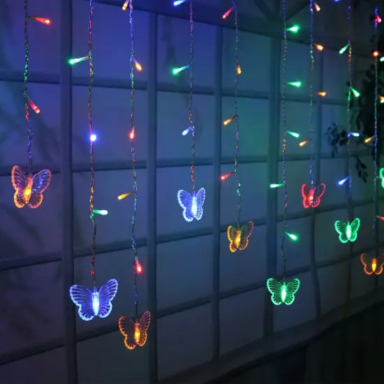 Colorful Butterfly Curtain String Lights USB Powered {2}