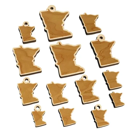 Minnesota State Silhouette Mini Wood Shape Charms Jewelry DIY Craft {7}