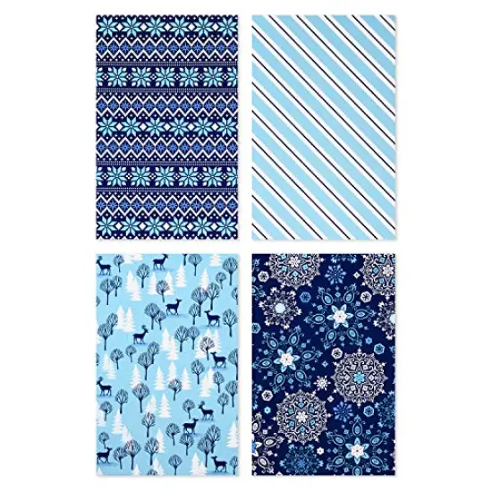 12 Pieces Holiday Designed Shirt Boxes, Snowy Blues Snowflakes, Stripes, Sweater Pattern, Reindeer {4}