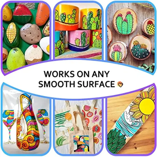 Paint Pens, Paint Markers 20 Pack Oil-Based Painting Pen Set for Rocks Painting Wood Plastic Canvas Glass Mugs DIY Craft {6}