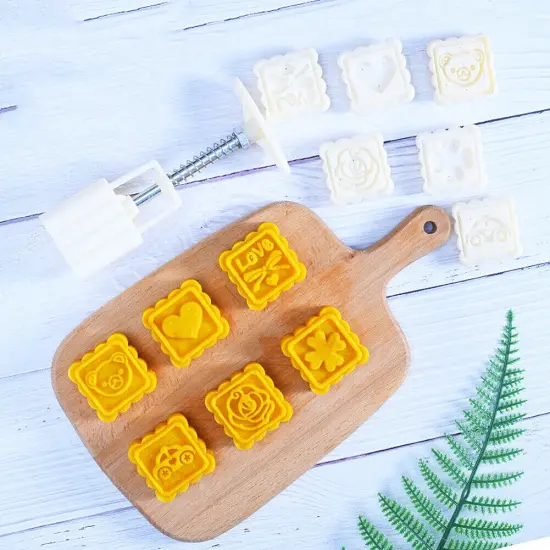 Kitcheniva Moon Cake Mold Mid-Autumn Flower Round Square Pattern {3}