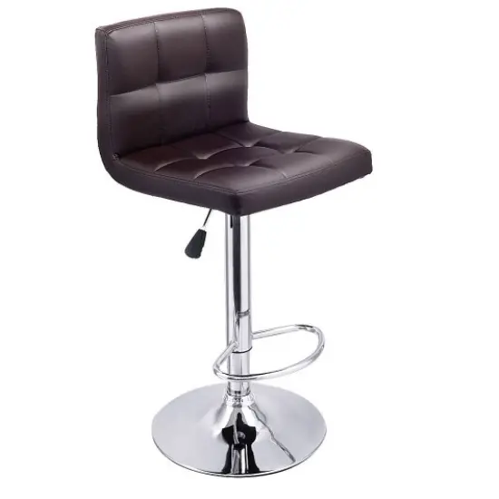 Set of 2 PU Leather Swivel Bar Stools Pub Chairs Brown {3}
