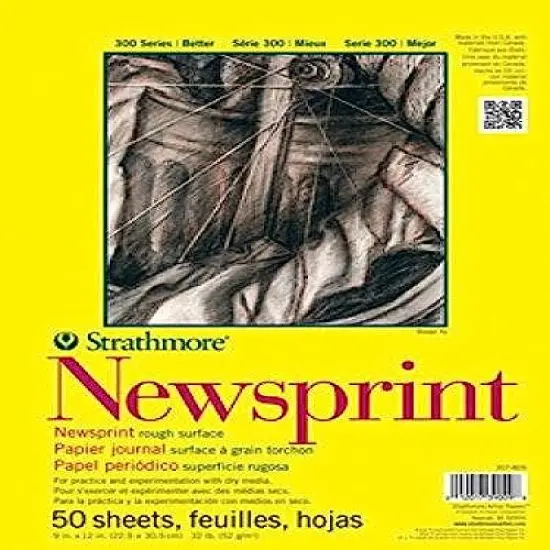 50 Sheets Newsprint Paper Pad, Tape Bound, 14x17 inches, (32lb/52g) - Art Paper for Adults and Students - Practice Sketching with Charcoal, Graphite and Pencil {2}