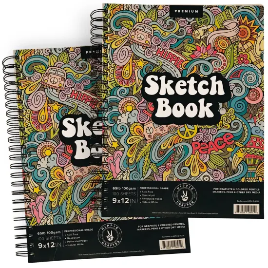Sketch Book Pack 9 x 12 inches Pad, 2 Pack 100 Sheets Spiral Bound 65lb/100gsm, Acid Free Sketchbook Art Professional Artist Sketch Book for Drawing Painting Writing Paper Adults Kids Beginners {1}