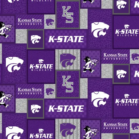 Sykel Enterprises-Kansas State University Fleece Fabric-Kansas State Wildcats College Patch Fleece Blanket Fabric-Sold by the yard {1}