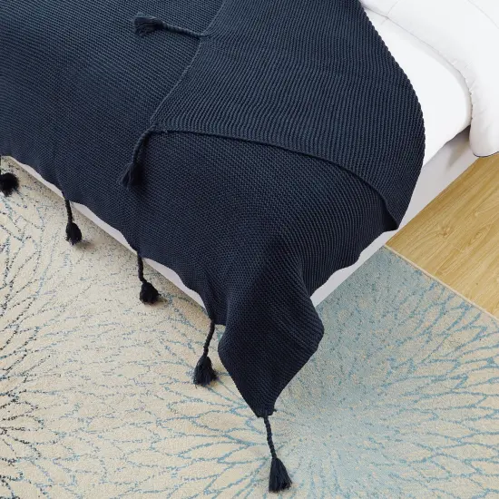 Garrison Acrylic Knit Throw Navy {6}