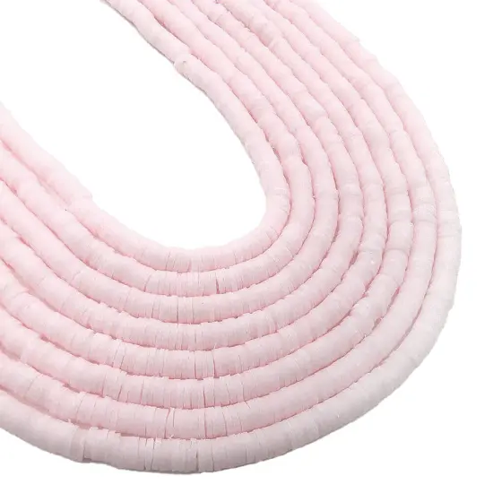 Kitcheniva 6mm Heishi Beads Clay Disc Flat Vinyl DIY Jewelry 10 Strands Sakura pink {1}