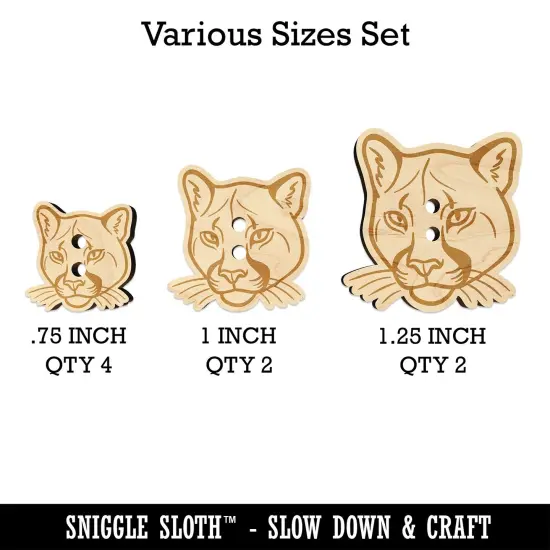 Cougar Head Mountain Lion Puma Wood Buttons for Sewing Knitting Crochet DIY Craft {1}