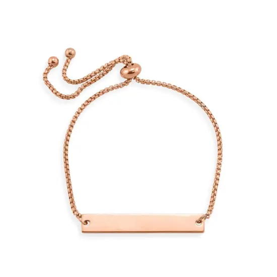 Flat Adjustable Stainless Steel PVD Coated Bar Bracelet Rose {5}