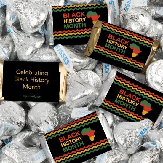 116 Pcs Black History Month Candy Party Favors Hershey's Miniatures and SilverKisses Chocolate by Just Candy (1.50 lbs) {1}