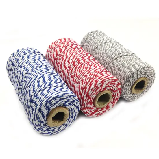 Wrapables Cotton Baker's Twine 12ply 330 Yards (Set of 3 Spools x 110 Yards) for Gift Wrapping, Party Decor, and Arts and Crafts (Grey, Red, Navy) {2}