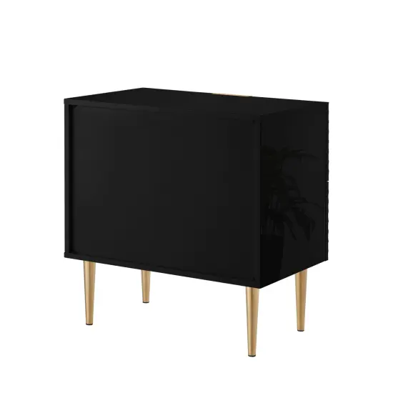 Zeynep Side Table/Nightstand Black/Gold {5}