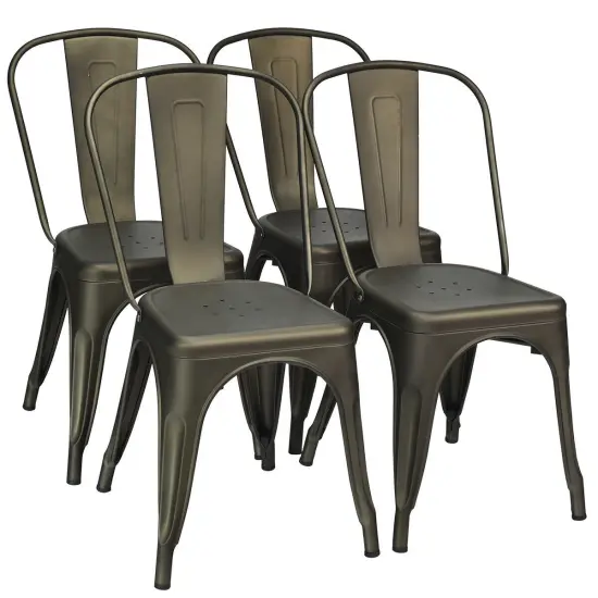 4 Pcs Modern Bar Stools with Removable Back and Rubber Feet Gun {1}