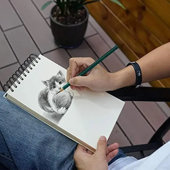 5.5" x 8.5" Sketchbook Set, Top Spiral Bound Sketch Pad, 2 Packs 100-Sheets Each (68lb/100gsm), Acid Free Art Sketch Book Artistic Drawing Painting Writing Paper for Beginners Artists {3}