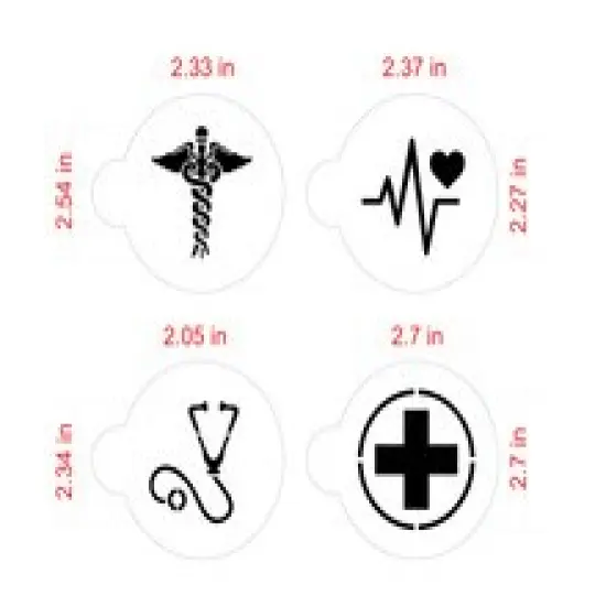 Medical Symbols Cookie Stencil Set | C992 by Designer Stencils | Cookie Decorating Tools | Baking Stencils for Royal Icing, Airbrush, Dusting Powder | Reusable Plastic Food Grade Stencil for Cookies | Easy to Use & Clean Cookie Stencil {4}