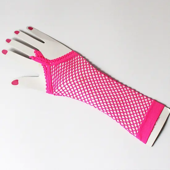 Kitcheniva Gothic Haft Arm Length Long Fishnet Gloves Fingerless For Women Pink {1}