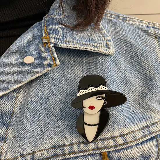 Wrapables Acrylic Fashion Brooch Pin for Sweaters, Coats, Scarves, and Bags, Chic Lady {5}