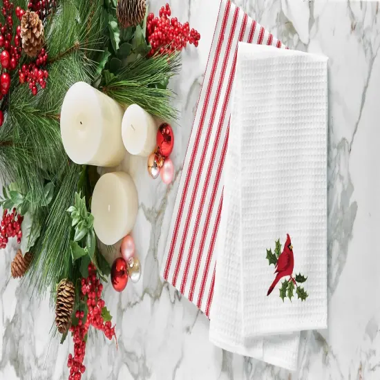 Cardinal Waffle Weave Cotton Kitchen Towel {3}