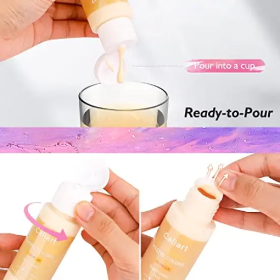 Pastel Acrylic Paint Set with 12 Brushes, 24 Pastel Colors (59ml, 2oz) Art Craft Paint for Artists Students Kids Beginners, Halloween Decorations Canvas Ceramic Wood Rock Painting Supplies Kit {6}