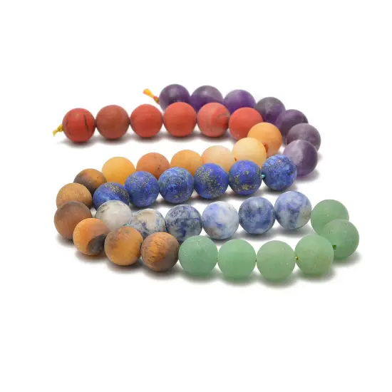 Reiki Healing 7 Chakras Yoga Gemstone Round Beads {1}