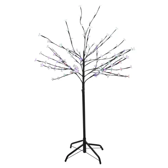 Northlight LED Lighted Artificial Cherry Blossom Tree - 4' - Color Changing Lights Multi {1}