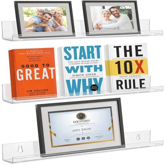 Sorbus Acrylic Shelves for Books, Figurines and more {2}