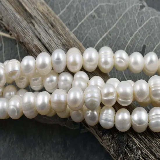 9mm Cream Large Hole Fresh Water Potatoe Pearls (8" Strand) {4}