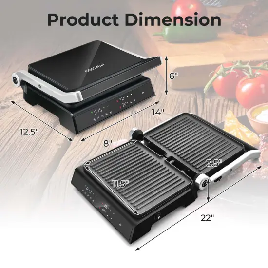 Costway Electric Panini Press Grill Sandwich Maker with LED Display&nbsp;& Removable Drip Tray {4}