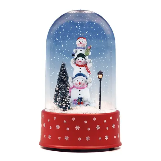 Northlight Lighted Musical Snowmen Glittering Christmas Snow Dome - 11.75" Red {3}
