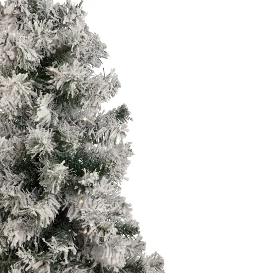 Northlight 3' Pre-Lit Heavily Flocked Medium Pine Artificial Christmas Tree - Warm White LED Lights Green {4}