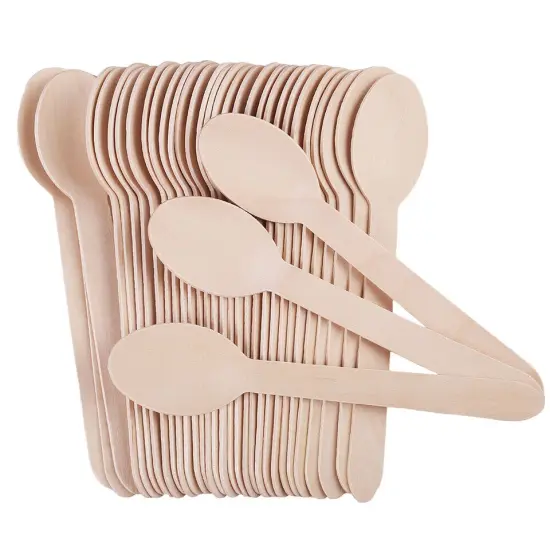 Disposable Wooden Spoons Wood Cutlery Spoon Tasting Sampling Taster Spoons {5}