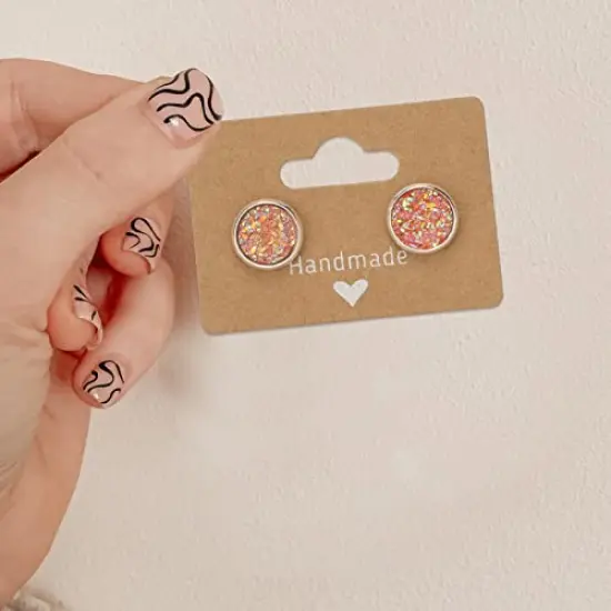 100 PCS Earring Cards - Kraft Earring Display Holder Cards, 2"x1.3" Blank Paper Cards with 2 Holes, Jewelry Display Cards for Selling, Hanging Earring, Jewelry,DIY Crafts, Retail {4}