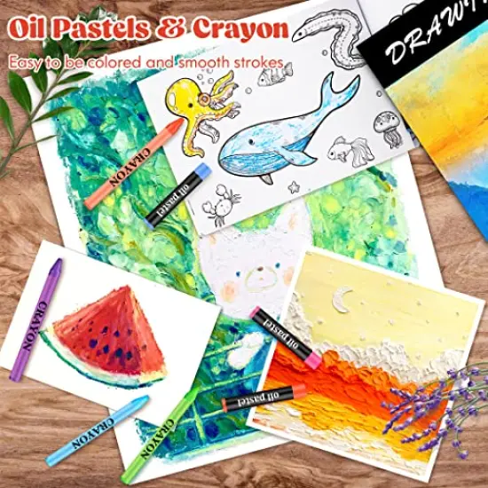 153 Pieces Deluxe Wooden Art Set Crafts Drawing Painting Coloring Supplies Kit with 2 A4 Sketch Pads, Halloween Creative Gift Box for Adults Artist Beginners Kids Girls Boys {3}