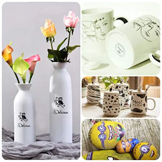 Black Acrylic Paint pens (6 Pack) Variety Pack - Extra Fine 0.7MM & Medium Tip 2-3MM - Water Based Paint Markers for Rock Painting, Stone, Ceramic, Glass, Wood, Canvas (BLACK) {4}