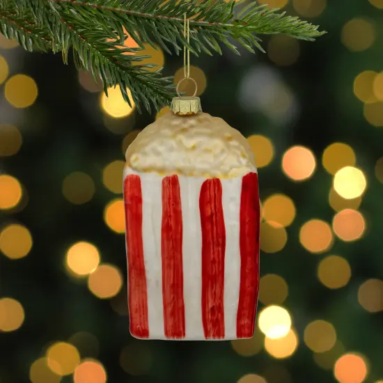 Northlight 4.5" Red and White Popcorn Glass Christmas Ornament {3}