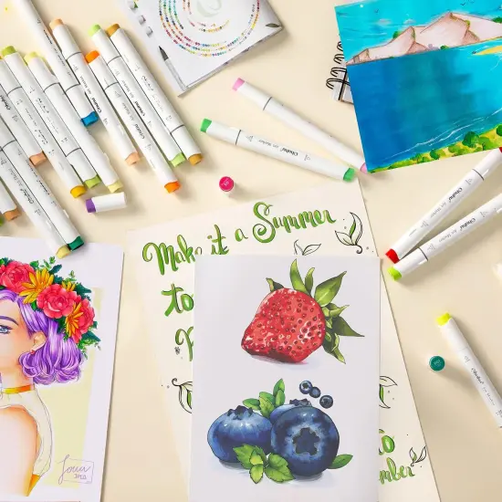 Ohuhu Honolulu B 72 Colors Alcohol-Based Markers - Dual Tip Brush & Fine {6}