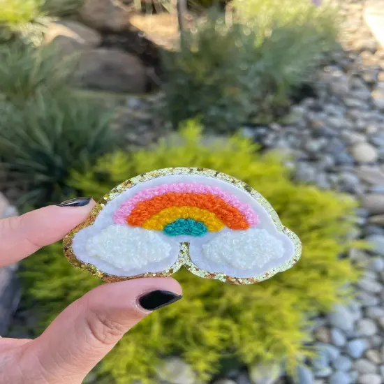 Medium Rainbow Glitter Chenille Patch (iron on) {1}
